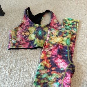 Nwot Terez Yellow and Pink Tie-Dye Activewear Set